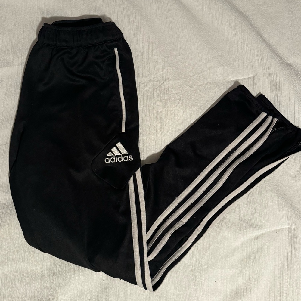 Black and white Adidas joggers